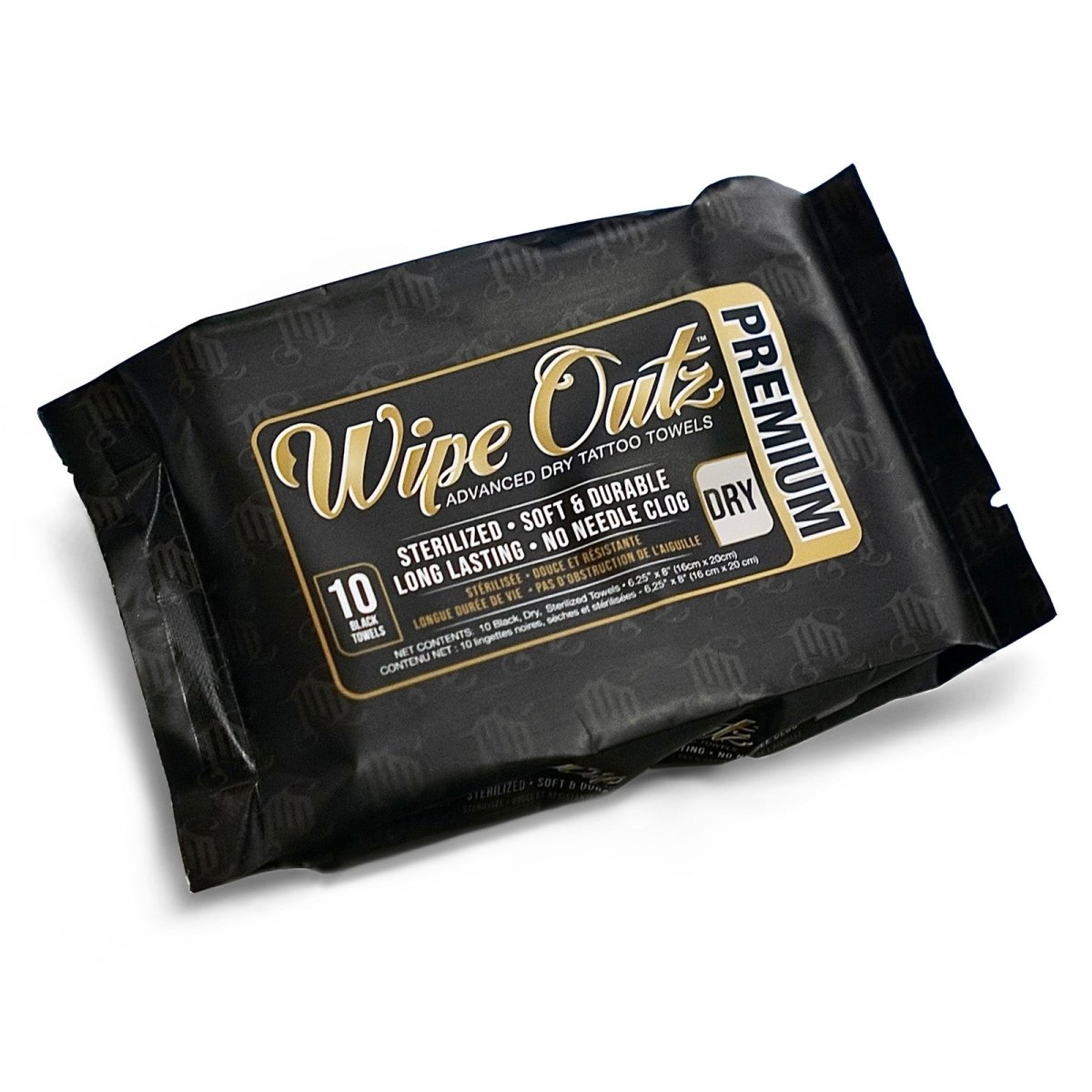 Wipe Outz Premium Dry Tattoo Towels (Black 10 Count) - MD Wipe Outz