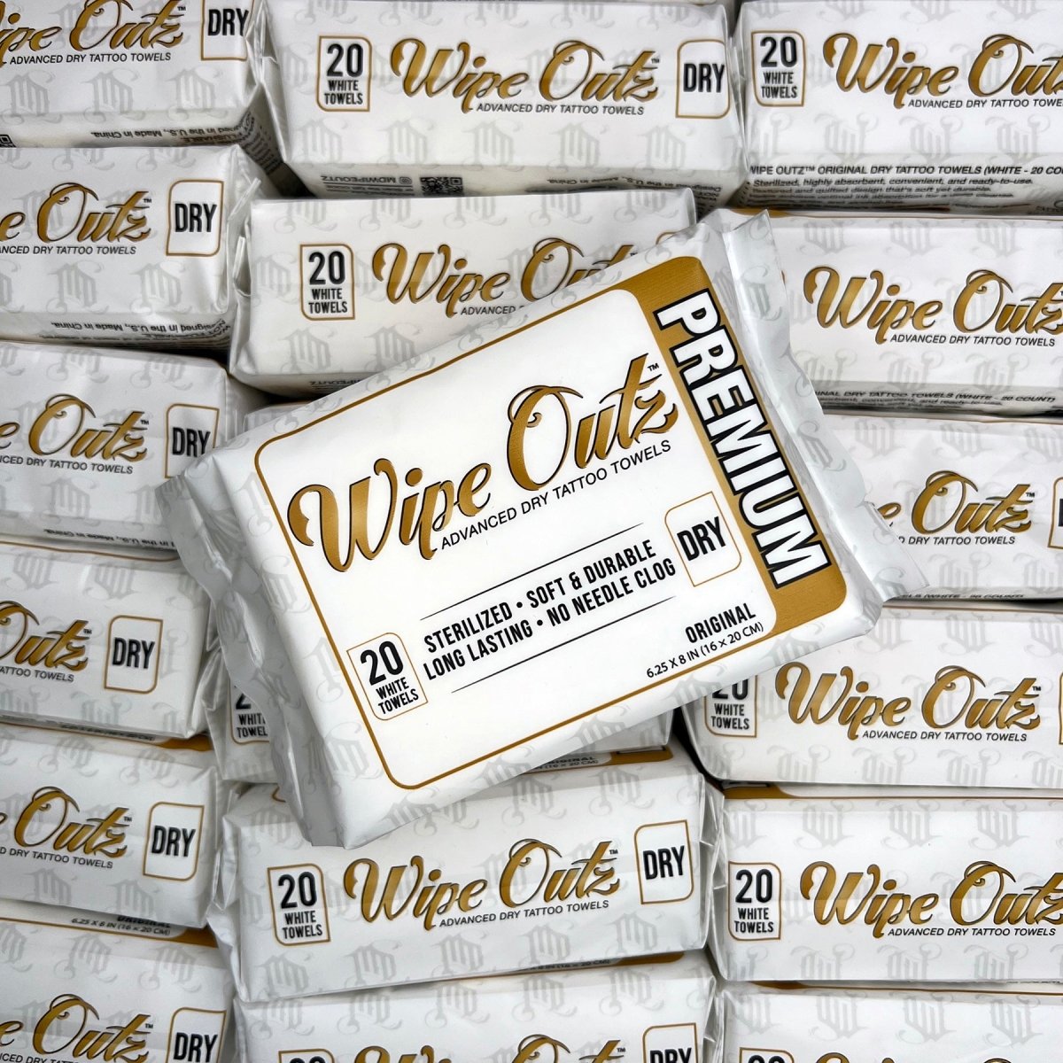 Wipe Outz Premium Dry Tattoo Towels (White 20 Count) PREORDER - MD Wipe Outz