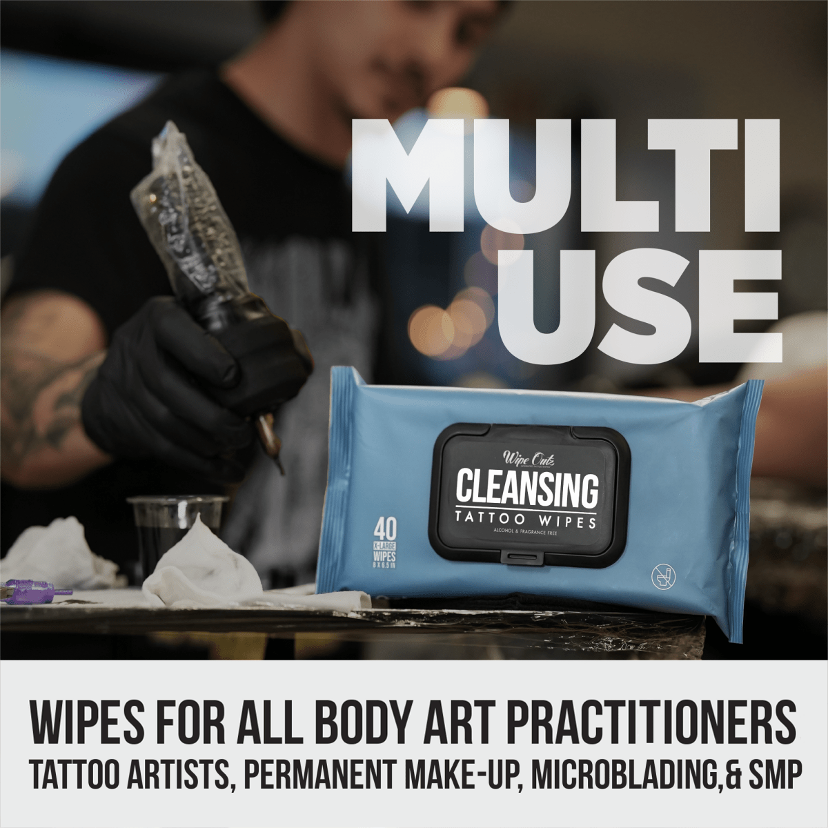 Cleansing Tattoo Wipes (40 Count) - MD Wipe Outz