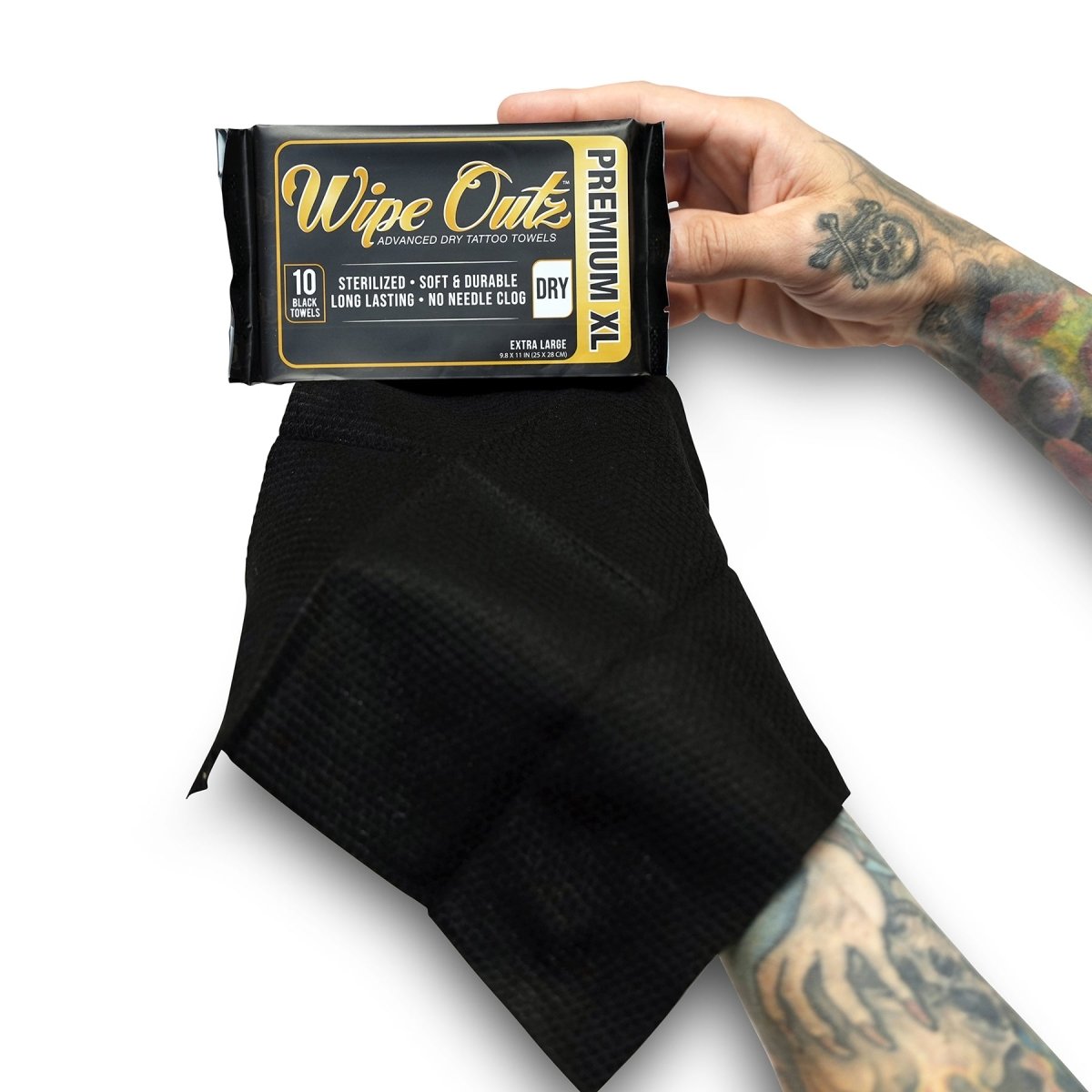 NEW Wipe Outz X Large Black Tattoo Towels (10 Count) PREORDER - MD Wipe Outz