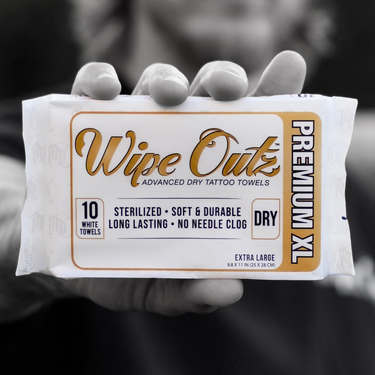 Wipe Outz Premium XL Tattoo Towels (dry white 10ct) PREORDER - MD Wipe Outz